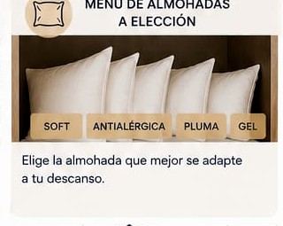 Menú de almohadas a elección